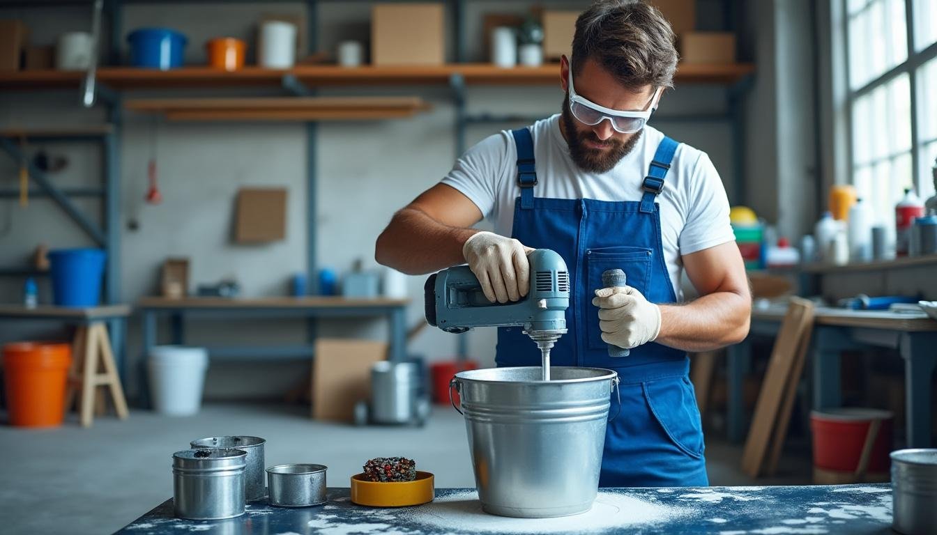 découvrez notre mélangeur sur perceuse, l'outil idéal pour homogénéiser peintures et enduits rapidement et sans effort, pour un résultat professionnel à chaque utilisation.