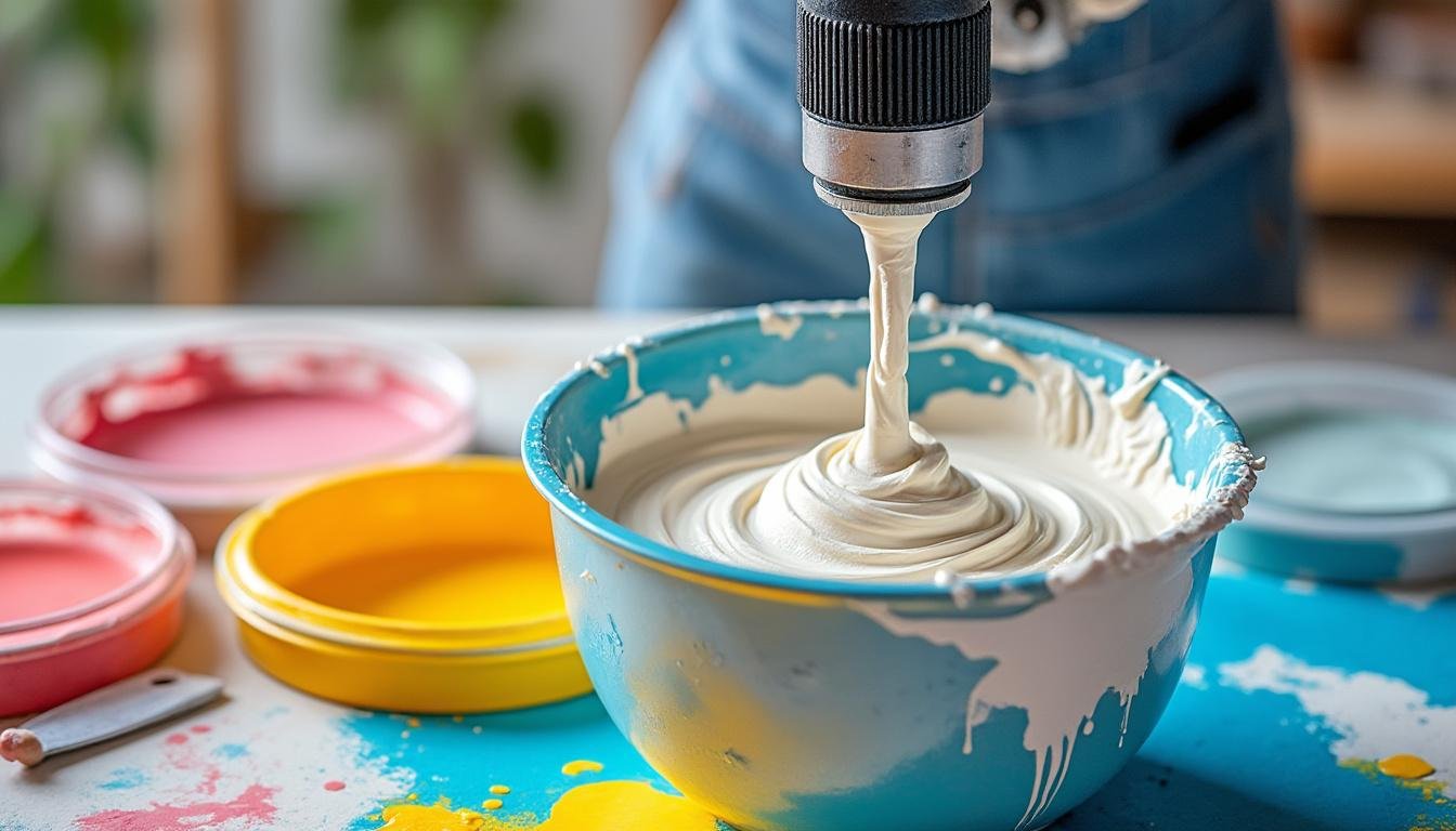 découvrez notre mélangeur sur perceuse pour homogénéiser facilement peintures et enduits, garantissant un mélange rapide et sans effort pour des finitions parfaites.