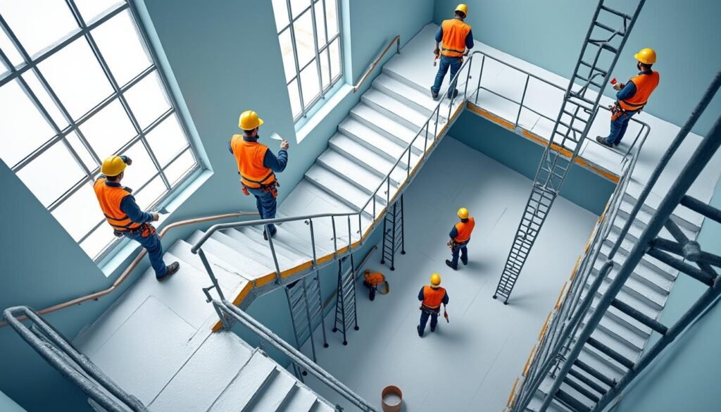 découvrez des techniques sécurisées pour peindre une cage d’escalier très haute en toute sécurité, avec des conseils pratiques et équipements adaptés.