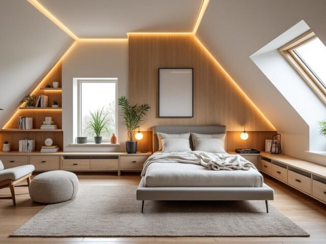 Aménager une chambre sous pente avec murs irréguliers