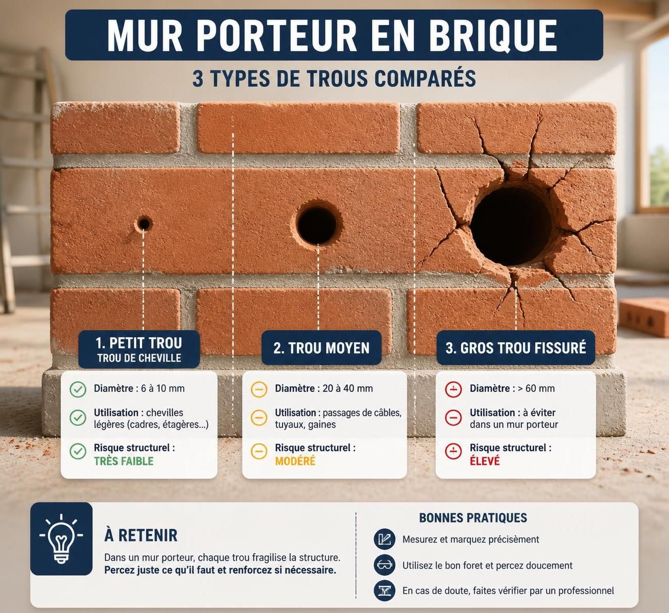 découvrez si et comment reboucher un trou dans un mur porteur en toute sécurité, avec des conseils d'experts pour préserver la stabilité de votre habitation.