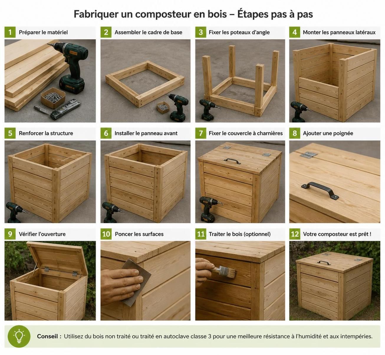 découvrez comment fabriquer un composteur en bois facilement avec notre guide pas à pas, pour recycler vos déchets organiques et enrichir votre jardin naturellement.