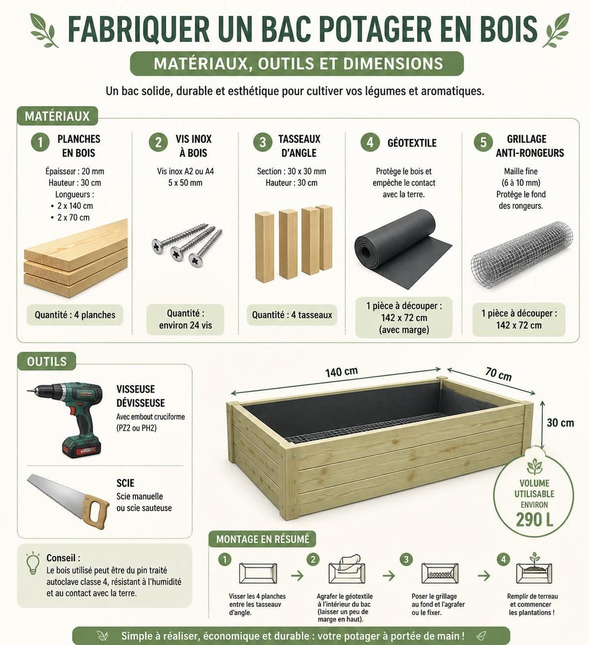 découvrez comment fabriquer facilement un bac potager en bois grâce à notre guide étape par étape, idéal pour cultiver vos légumes et herbes aromatiques à la maison.