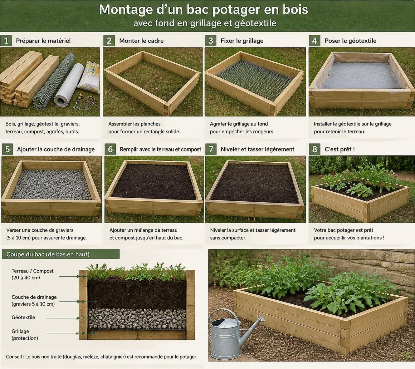 découvrez comment fabriquer facilement un bac potager en bois pour cultiver vos légumes et plantes aromatiques chez vous grâce à notre guide étape par étape.